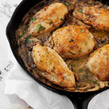 Chicken and Mushrooms in a Creamy Mustard Tarragon Sauce