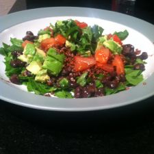 Red Quinoa, Black Bean and Avocado Salad