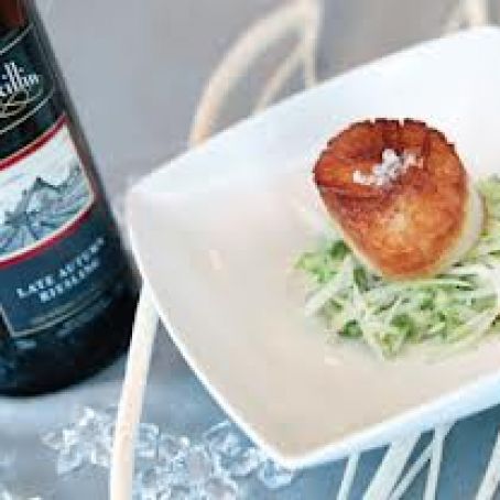 Seared Scallops on Apple & Celery Slaw with Reisling Vinaigrette