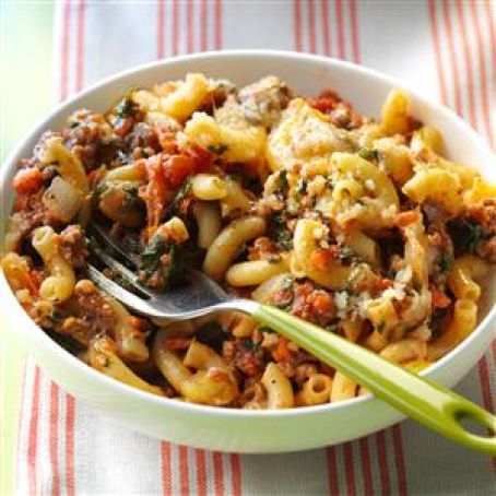 Spinach Beef Macaroni Bake