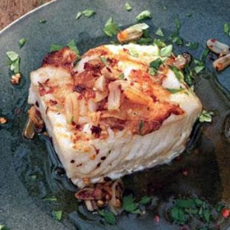 Grilled Black Cod with Fried Garlic and Chiles