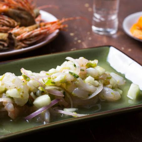 Classic Shrimp Aguachile With Lime, Cucumber, and Red Onion