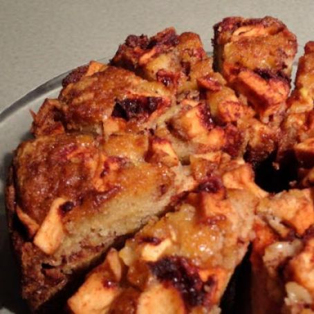Chunky apple cake with butterscotch sauce