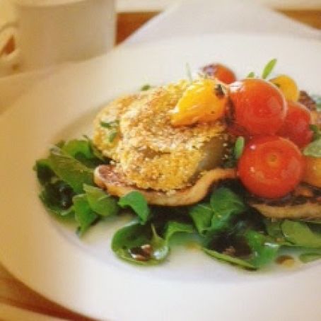 Fried Green Tomatoes with Halloumi