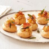 White Cheddar Gougeres, Apple Pulp, Prosciutto and Sage