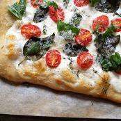 White Pizza with Ricotta, Yogurt, Tomatoes and Basil