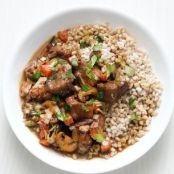 PORK WITH MUSHROOMS AND BARLEY