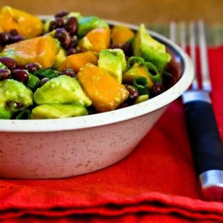 Black Bean Salad with Fuyu Persimmon, Avocado, and Lime-Cumin Vinaigrette