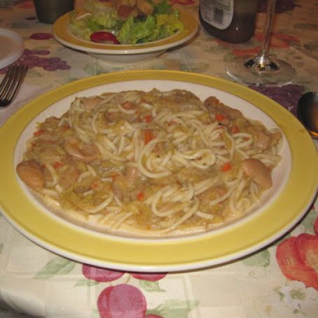 Linguine with Cabbage and Butter Beans
