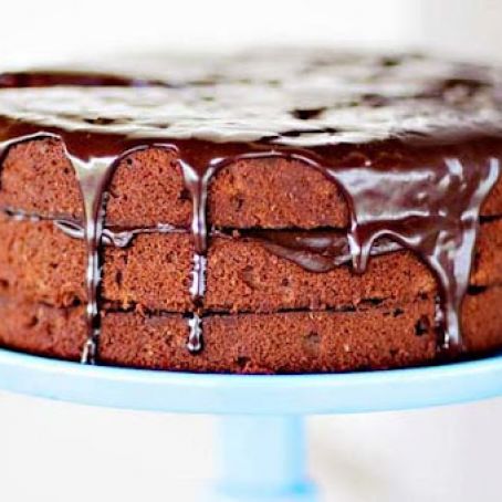 Double-Chocolate Fudge Cake w/ Chocolate Glaze