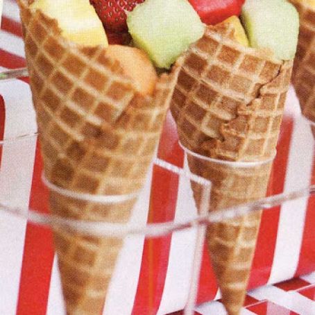 Fruit Salad in Waffle Cones