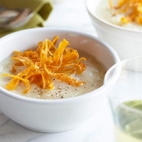 Rosemary Potato Soup with Crispy Carrots