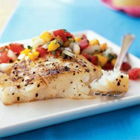 Grilled Halibut with Fresh Mango Salsa