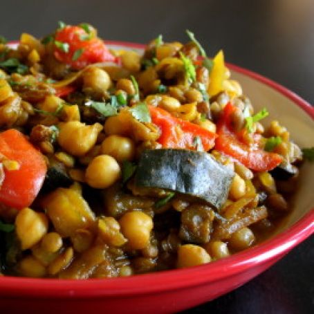 Moroccan Eggplant With Garbanzo Beans