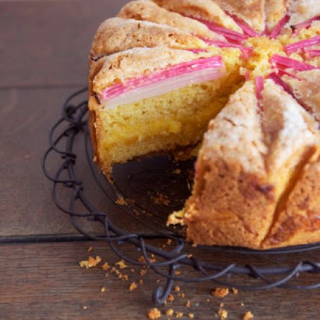 Rhubarb Custard Tea Cake
