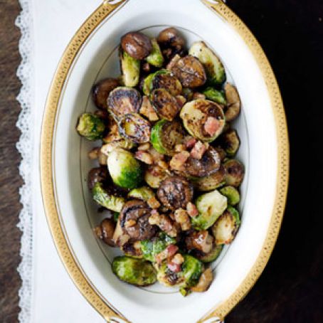 Vegetable Side: Roasted Maple Brussel Sprouts with Pancetta & Chestnuts