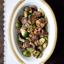 Vegetable Side: Roasted Maple Brussel Sprouts with Pancetta & Chestnuts