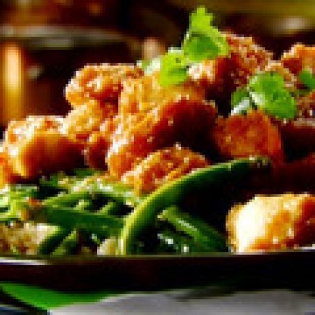 Sesame Chicken, Ginger Brown Rice  & Green Beans