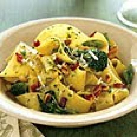 Pappardelle with Pancetta, Broccoli Rabe, and Pine Nuts