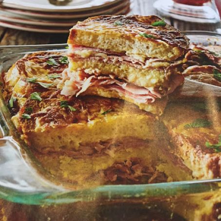 Croque Monsieur Strata with Dijon Bechamel