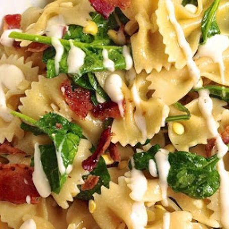 Bacon, Corn, Spinach, and Ranch Pasta Salad