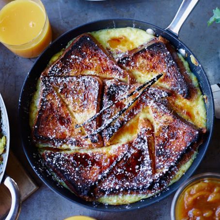 Brioche French Toast with Fruit Syrup and Meyer Lemon Marmalade