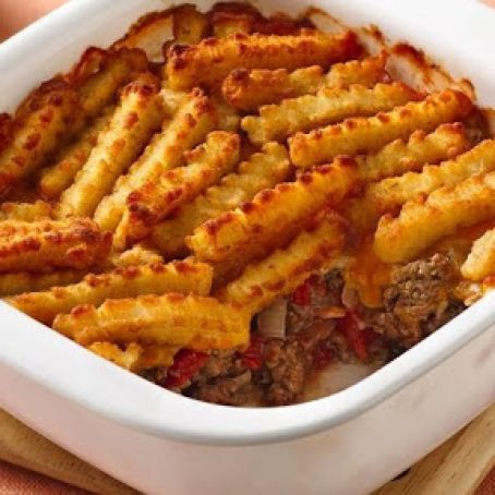 Burger and Fries Pot Pie -Casserole