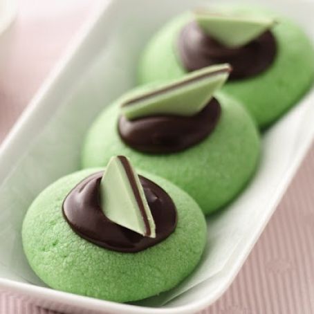 Dessert, Cookies:  Chocolate-Mint Thumbprints