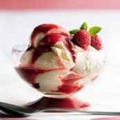 Lemon Bavarian Cream with Raspberry Sauce