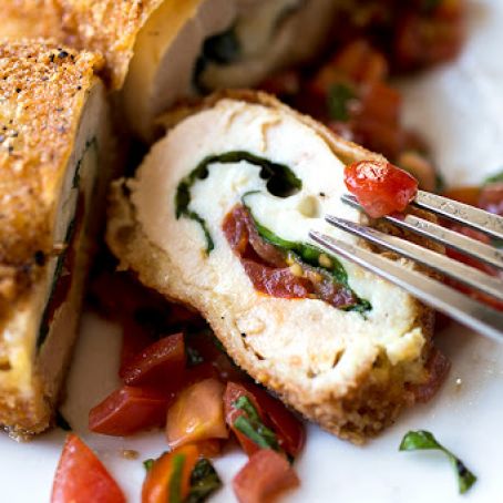 Crispy Chicken Caprese with Fresh Mozzarella, Basil and Tomatoes