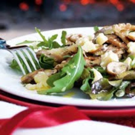 Warm Mushroom Salad with Aged Cheddar and Walnuts