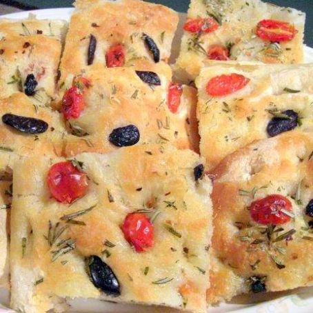 Focaccia with Olives and Rosemary