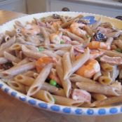 Pasta with garlic scapes, shrimp, and fresh peas | Clare Fare