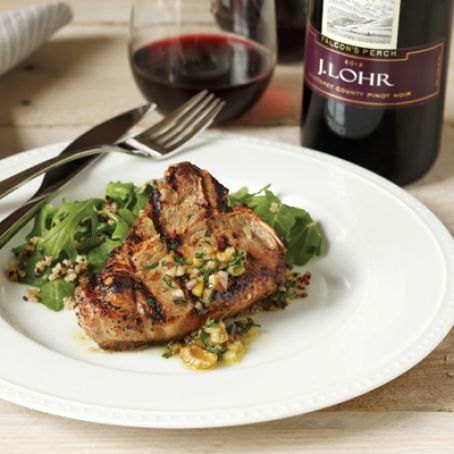 Grilled American Lamb Loin Chops with Yogurt, Orange and Olives