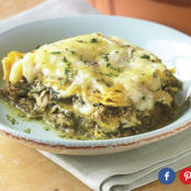 Stacked Chicken Enchiladas with Salsa Verde and Cheese
