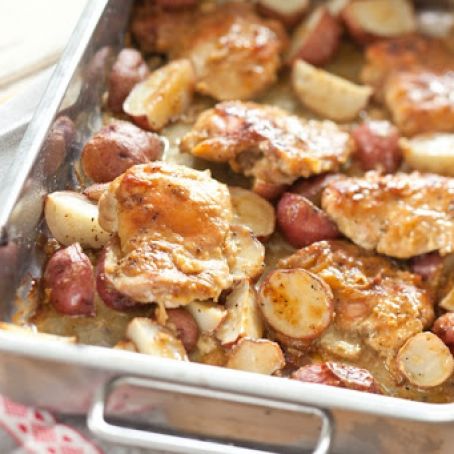 Honey-Mustard Chicken with Roasted New Potatoes