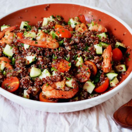 Lemony Quinoa with Prawns