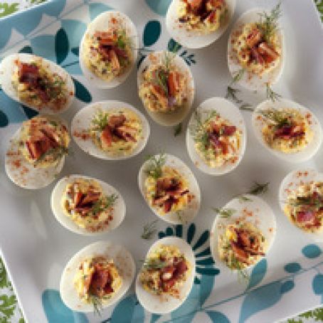 Eggs: Deviled Eggs with Candied Bacon