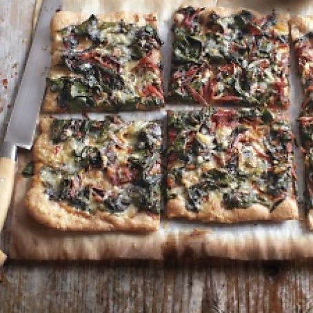 Swiss Chard, Garlic, and Gruyere Pizza