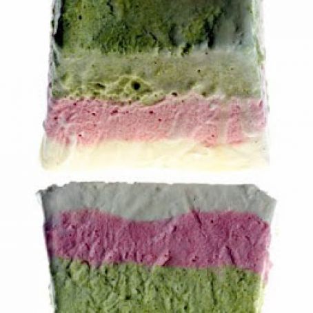 Pistachio, Strawberry, and Vanilla Semifreddo