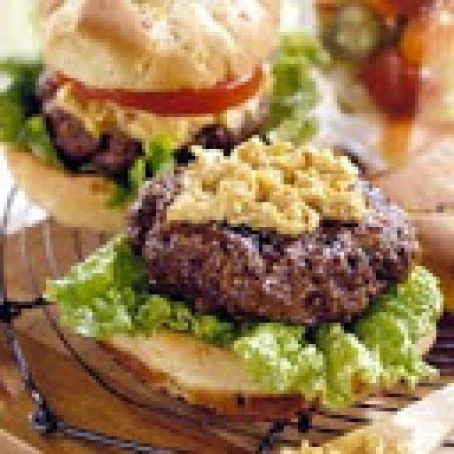 Surf and Turf Burgers with spicy carmelized mayo