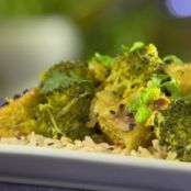 Curried Broccoli with Grilled Tempeh