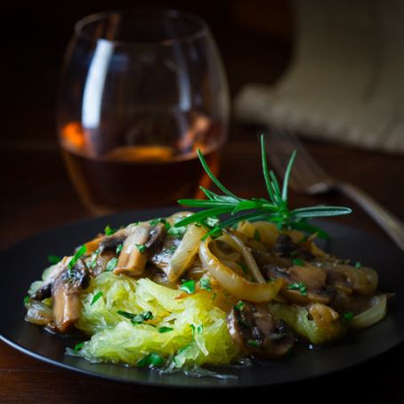 Spaghetti squash with mushroom rosemary sauce
