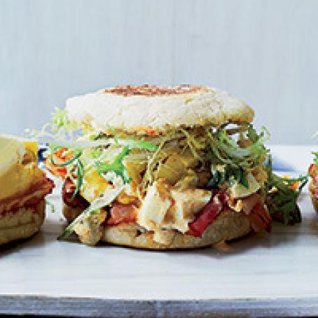 Ham and Deviled Egg Breakfast Sandwiches