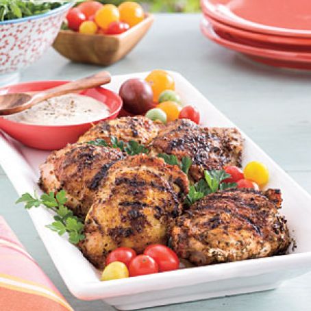 Grilled Chicken Thighs with White Barbeque Sauce