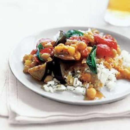 Curried Eggplant with Tomatoes and Basil
