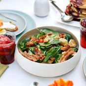 Baby Spinach Salad with Crispy Bacon and Cheese Croutons
