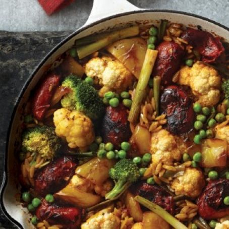 Winter Vegetable Medley with Paella-Style Orzo