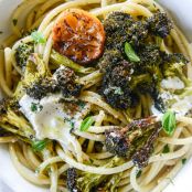 Blackened Broccoli Pasta with Charred Lemon and Goat Cheese
