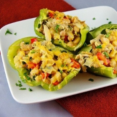 Chicken and White Bean Stuffed Peppers